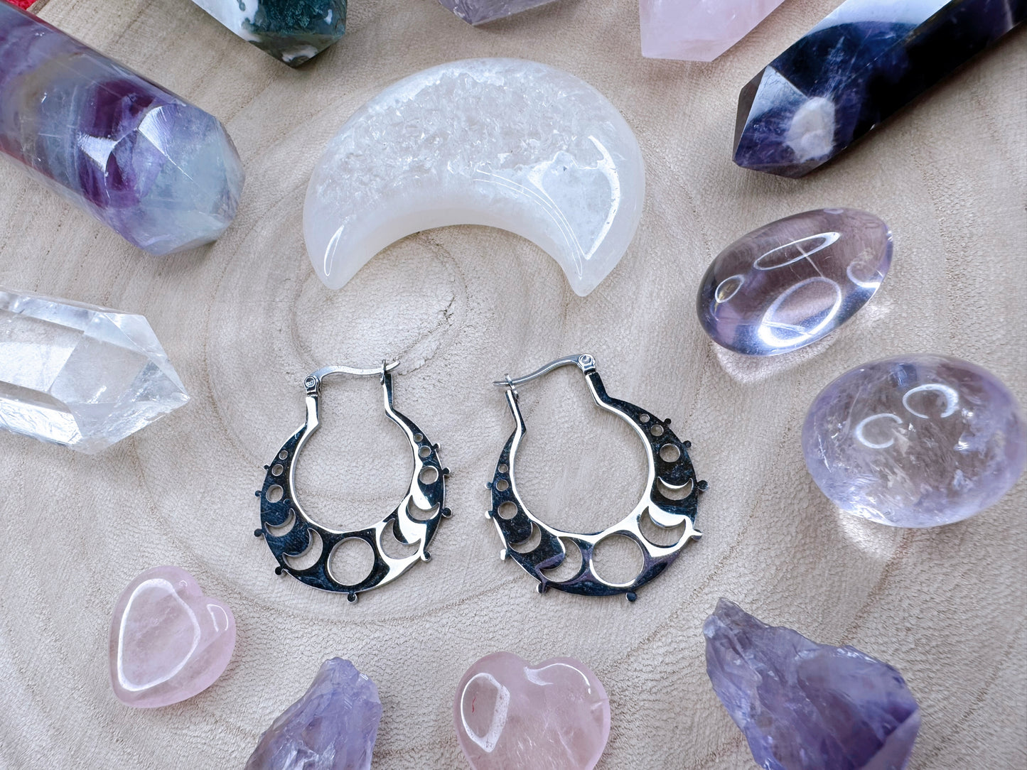 Moon Phase Hoop Earrings