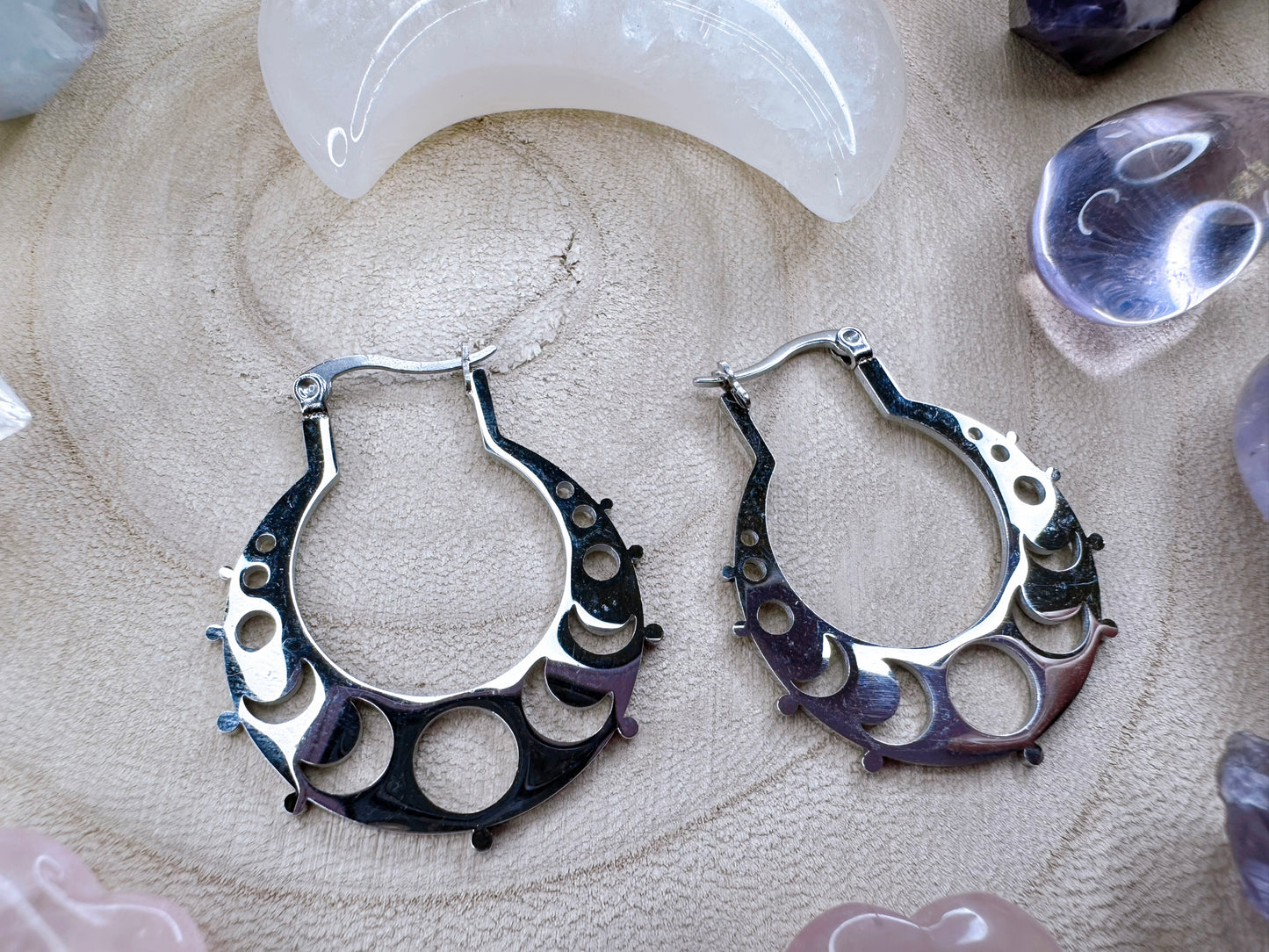 Moon Phase Hoop Earrings