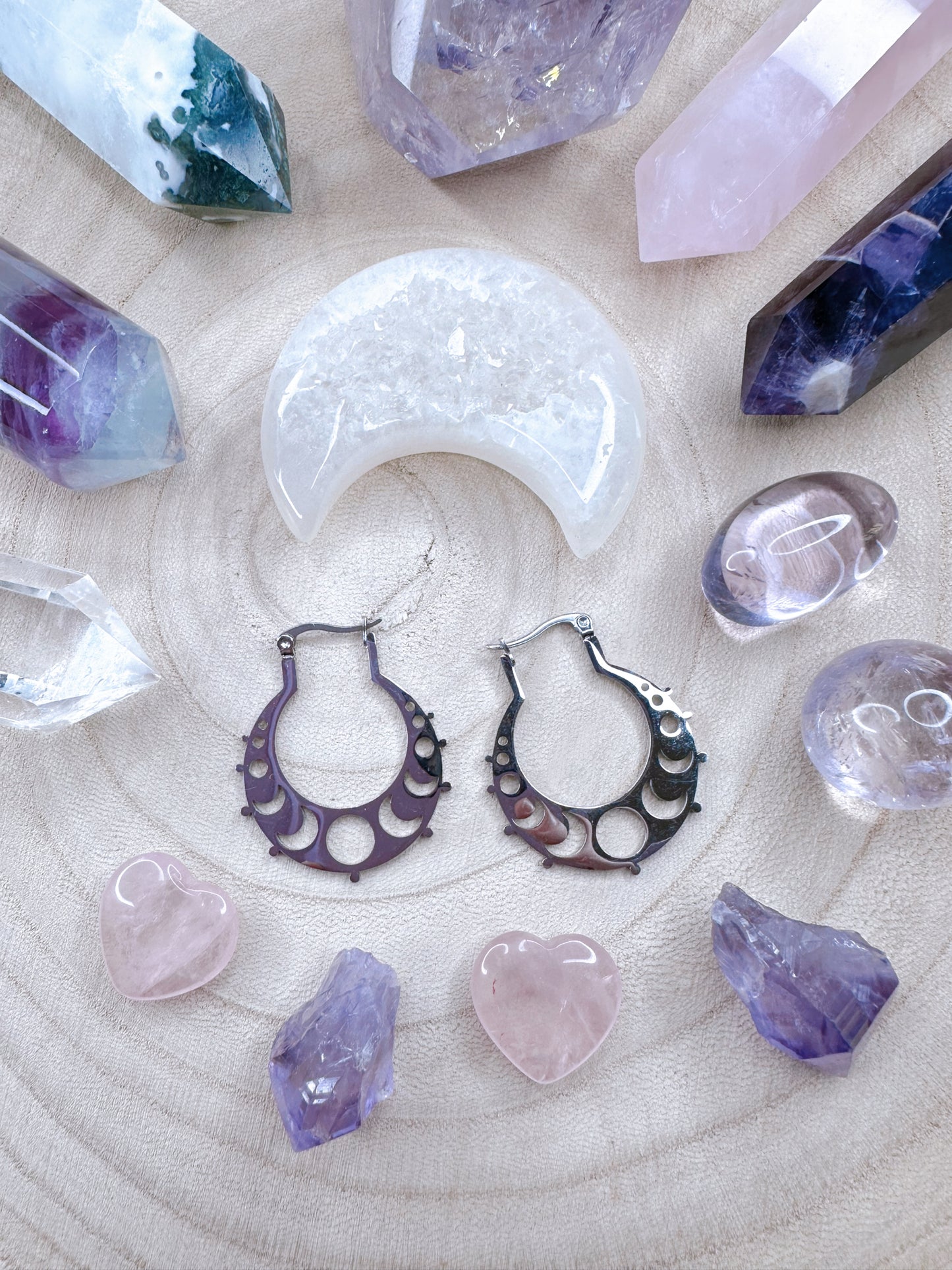 Moon Phase Hoop Earrings