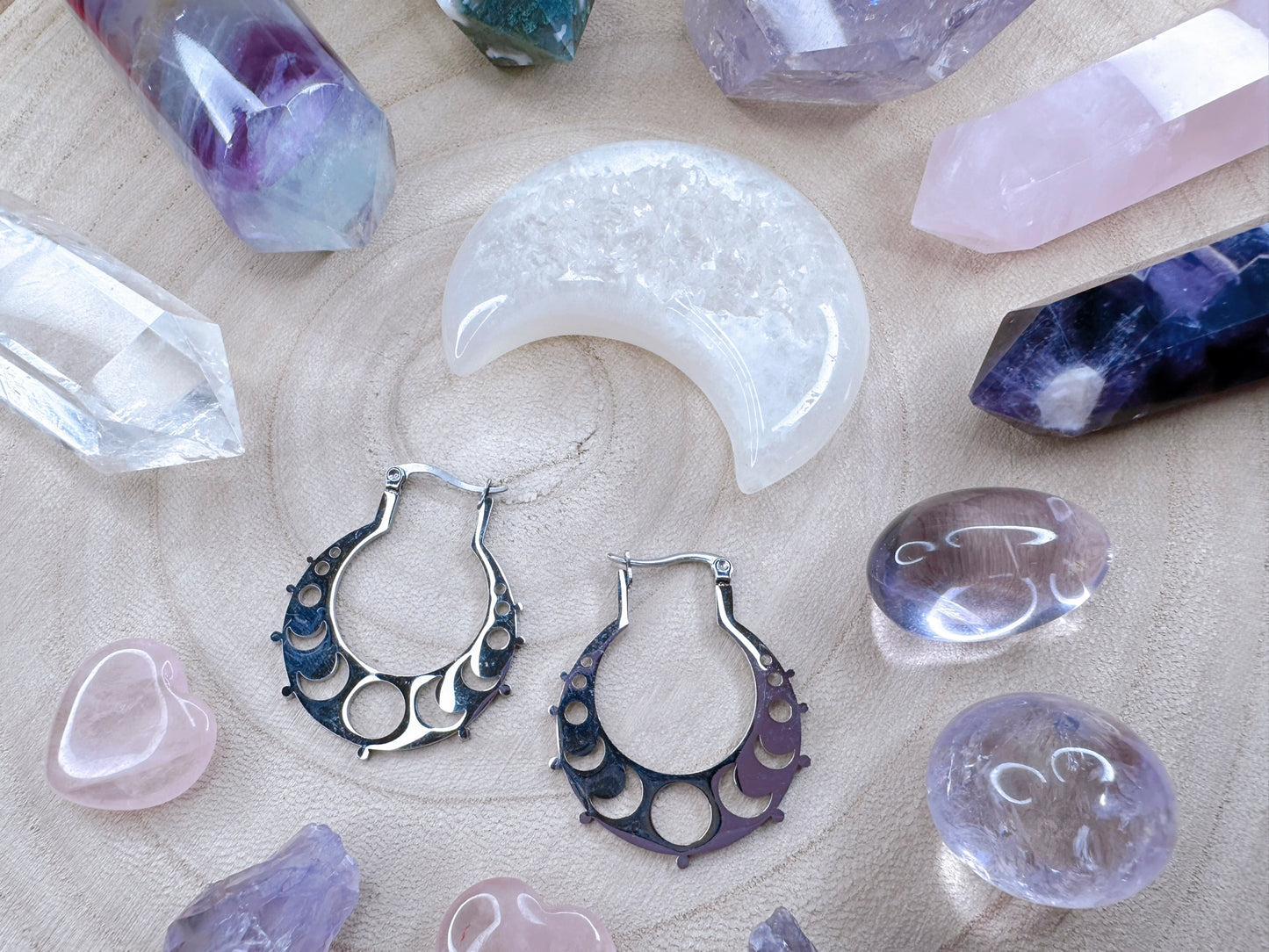 Moon Phase Hoop Earrings