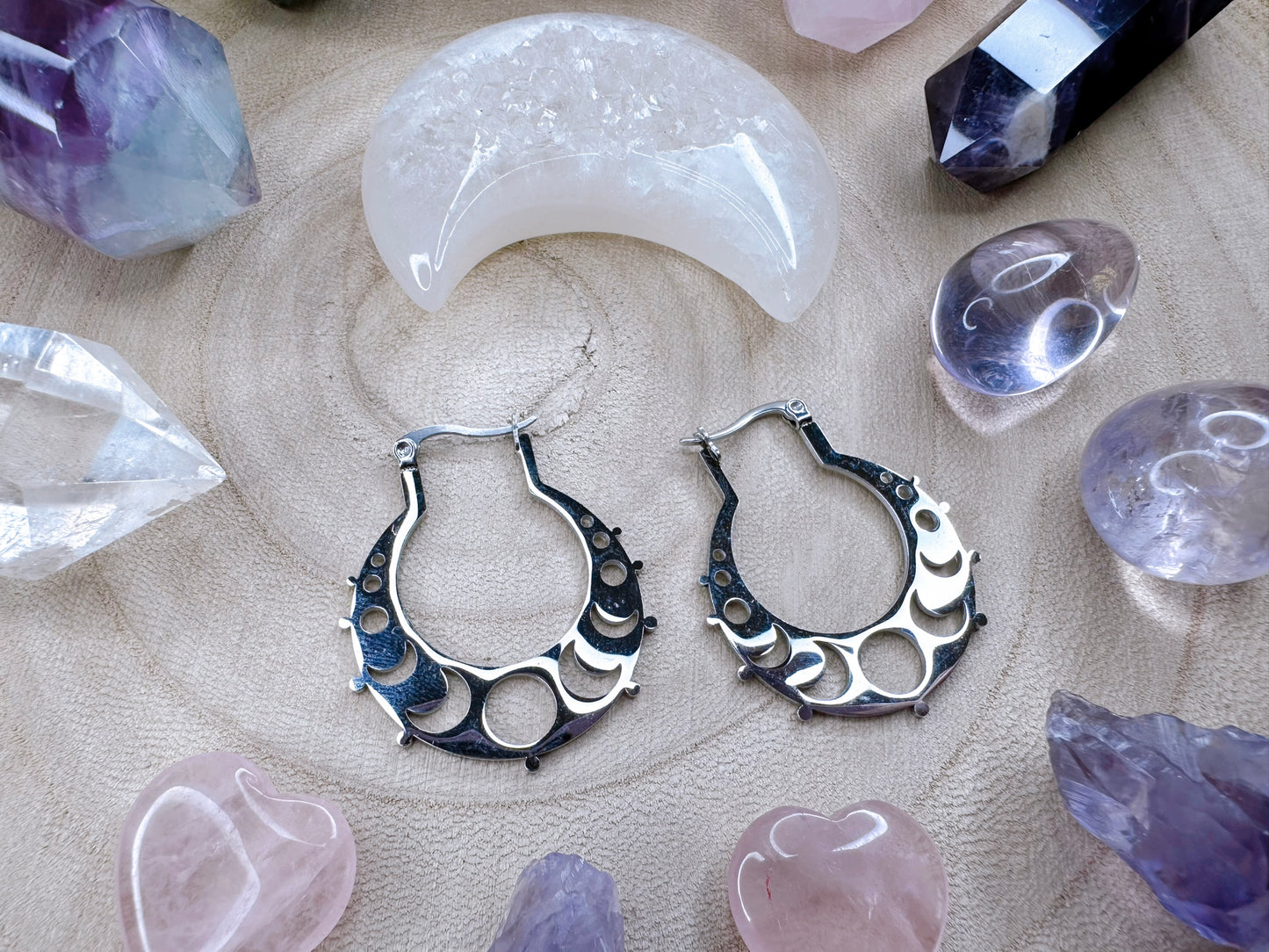 Moon Phase Hoop Earrings