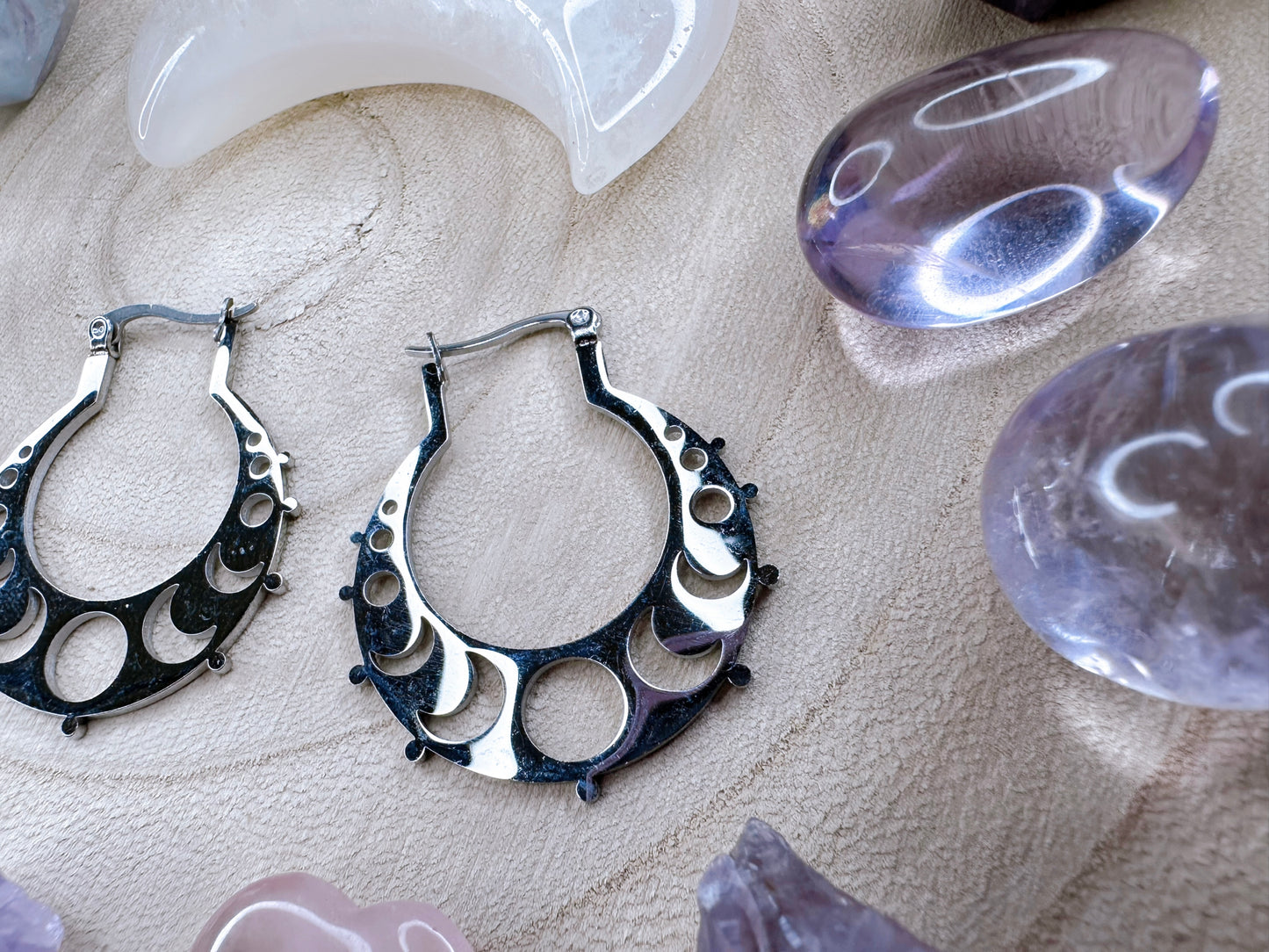 Moon Phase Hoop Earrings