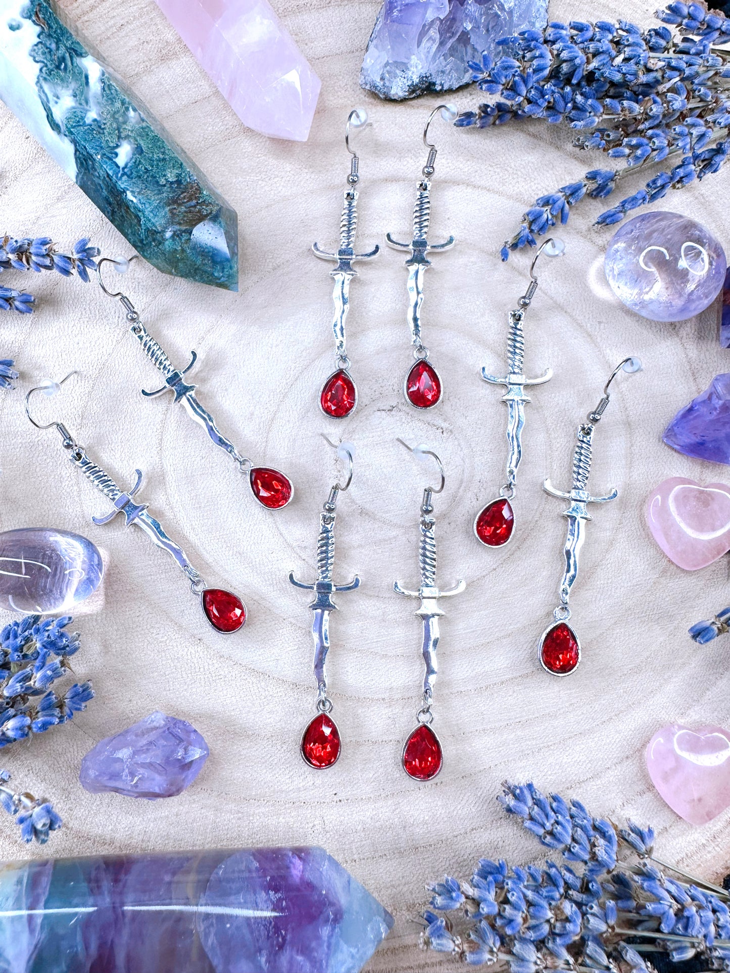 Blood Droplet Dagger Earrings