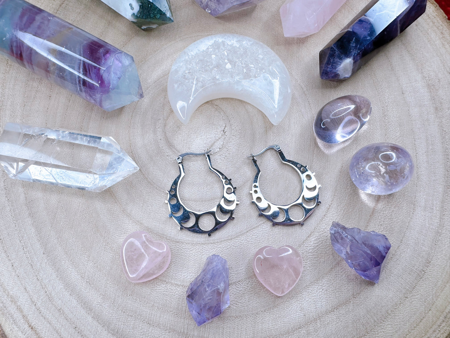 Moon Phase Hoop Earrings