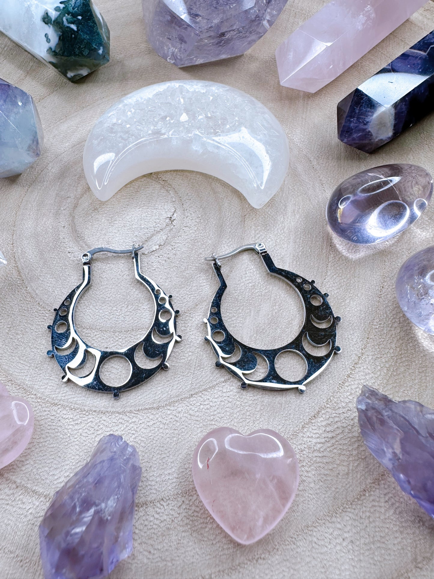 Moon Phase Hoop Earrings