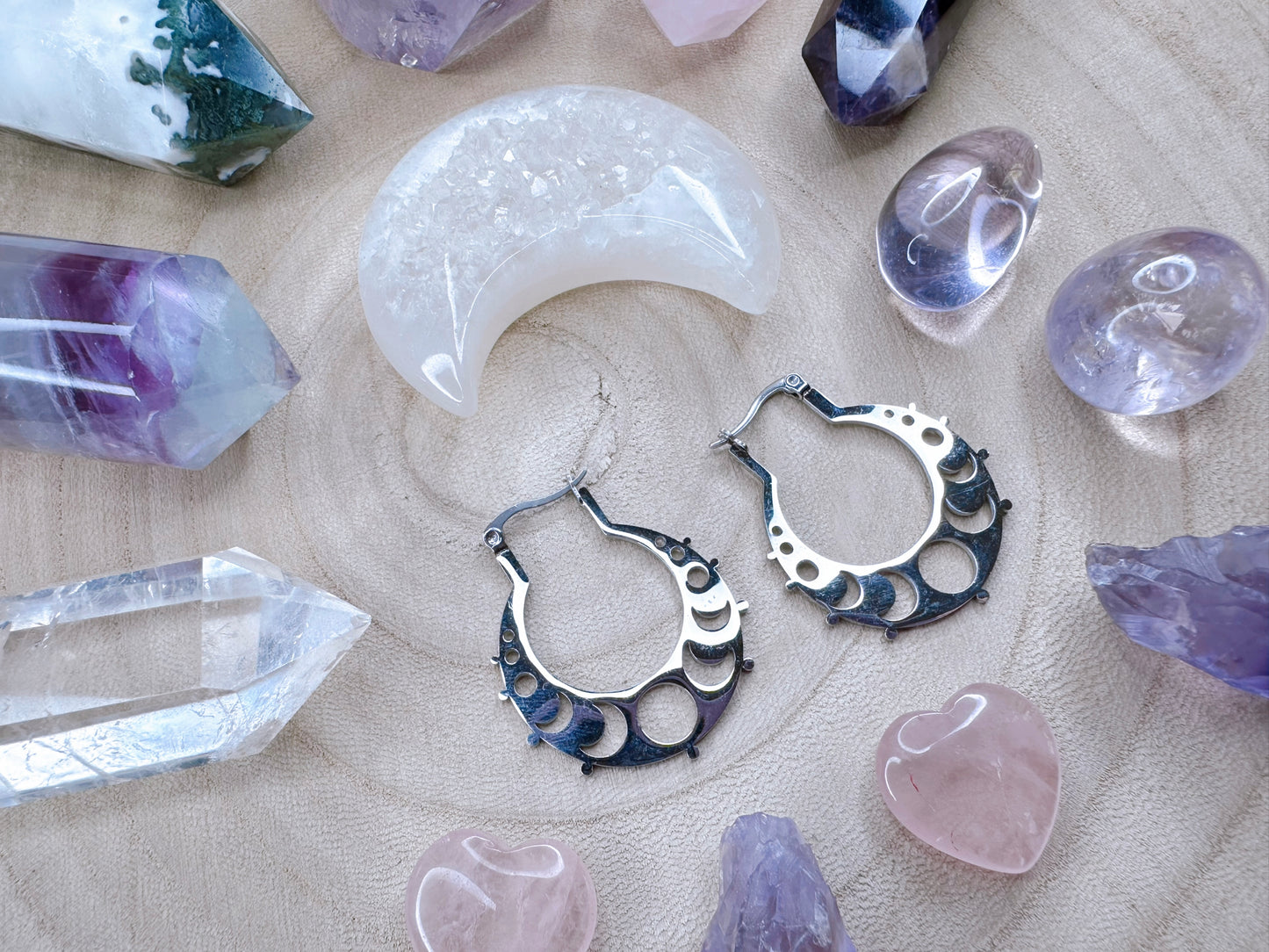 Moon Phase Hoop Earrings