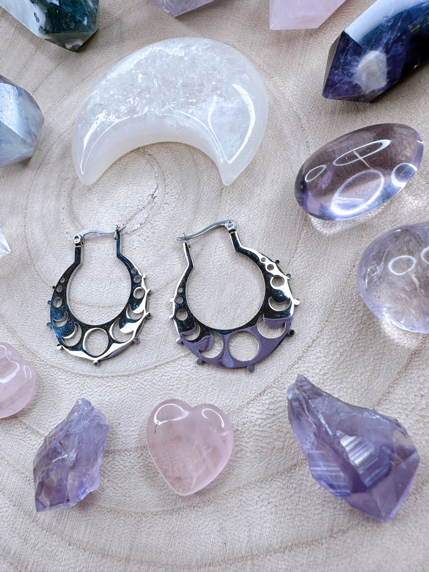 Moon Phase Hoop Earrings