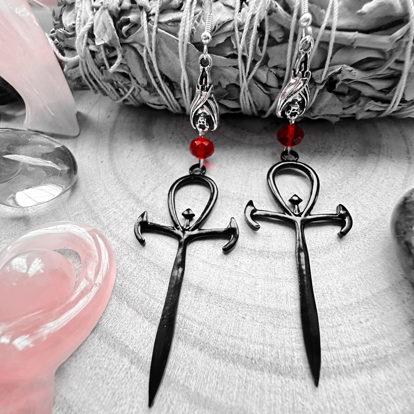 Ankh Of The Vampyr Earrings