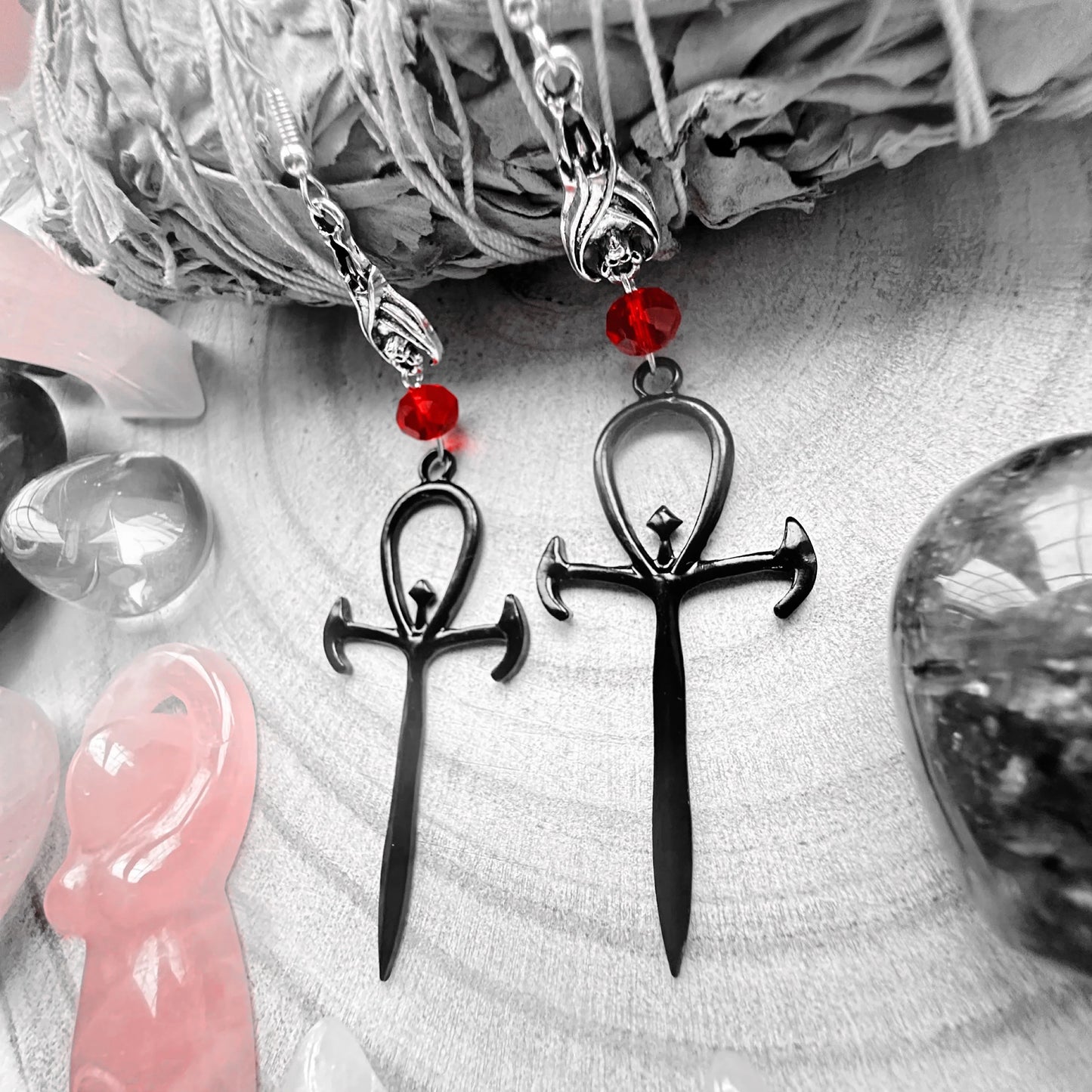 Ankh Of The Vampyr Earrings
