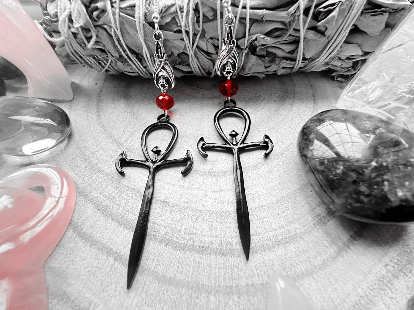 Ankh Of The Vampyr Earrings