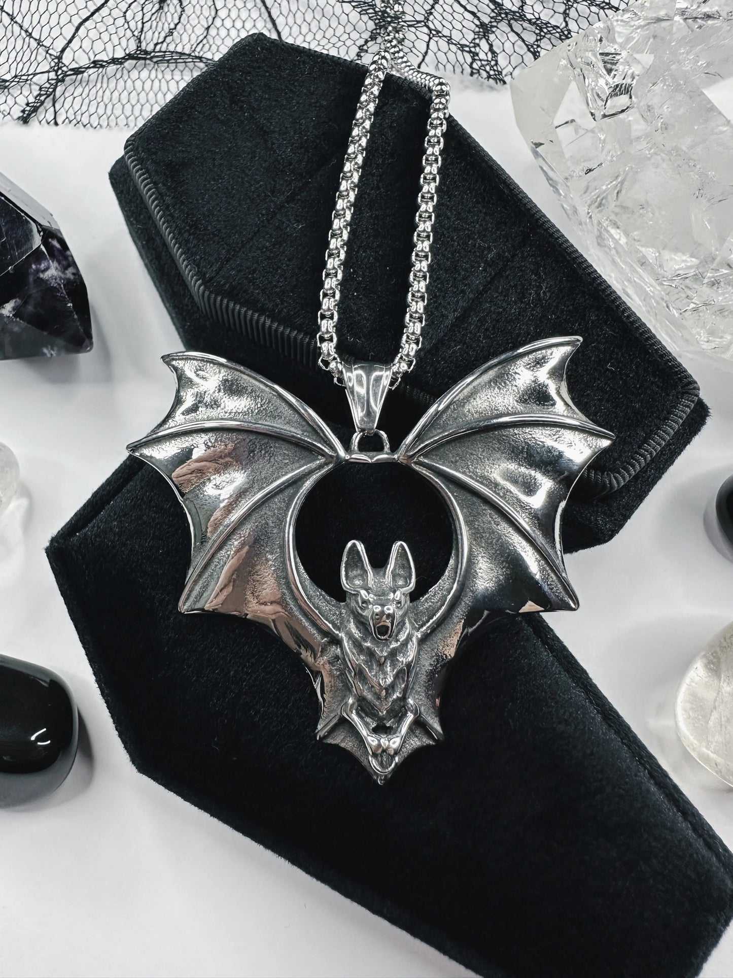 Gothic Stainless Steel Prince Of Darkness Bat Necklace