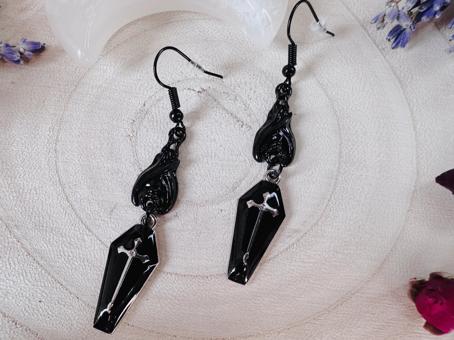 Black Bat & Coffin Earrings