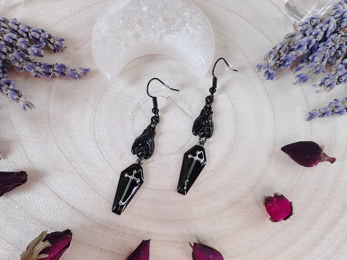 Black Bat & Coffin Earrings