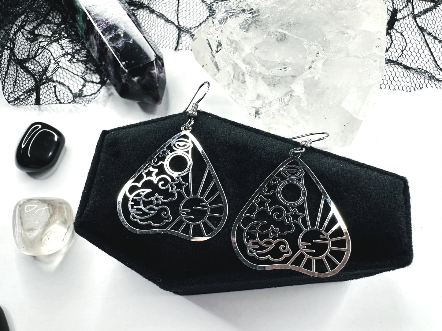 Stainless Steel Celestial Planchette Earrings