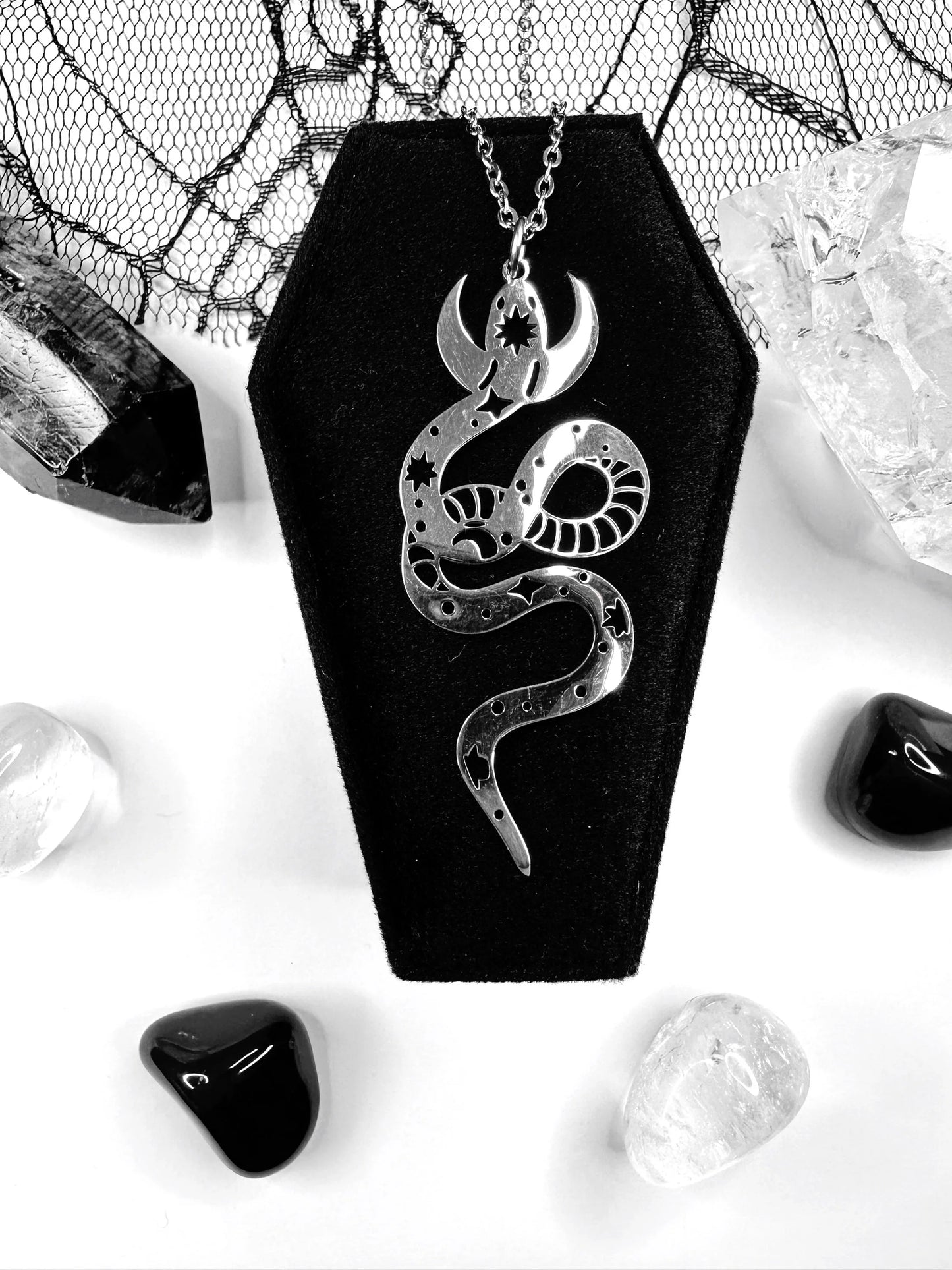 Stainless Steel Celestial Snake Necklace