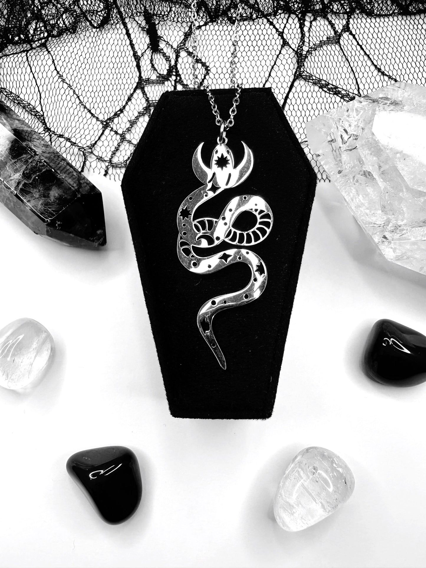 Stainless Steel Celestial Snake Necklace