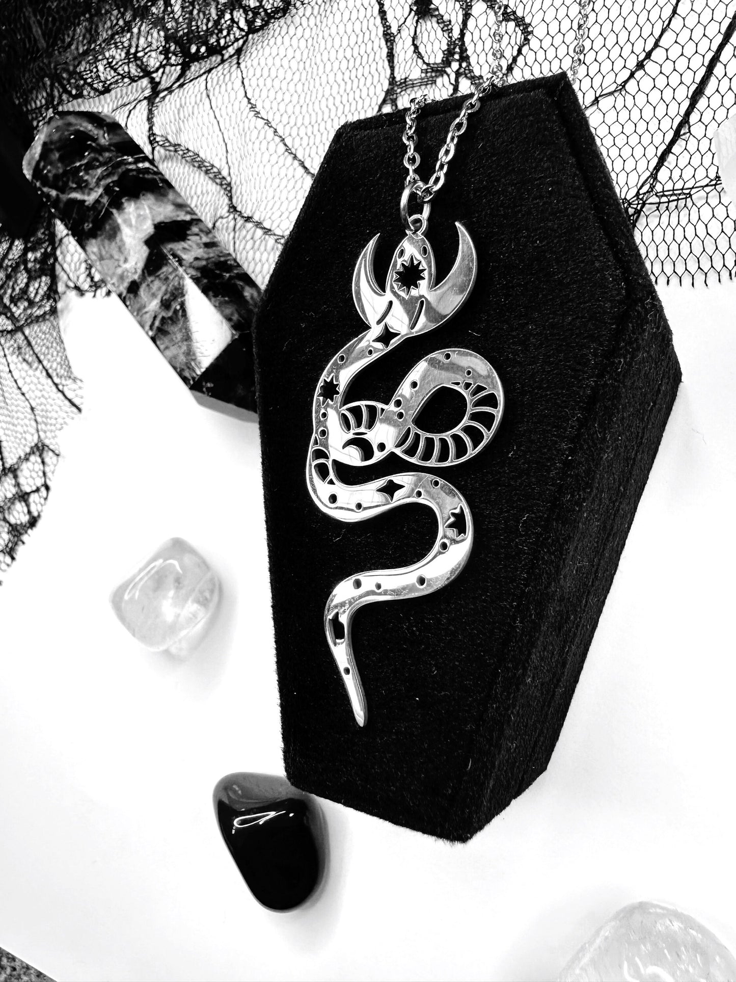 Stainless Steel Celestial Snake Necklace