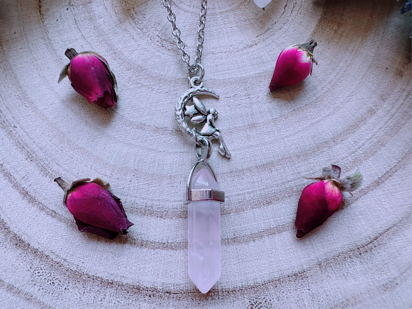 Faerie Moon Rose Quartz Necklace