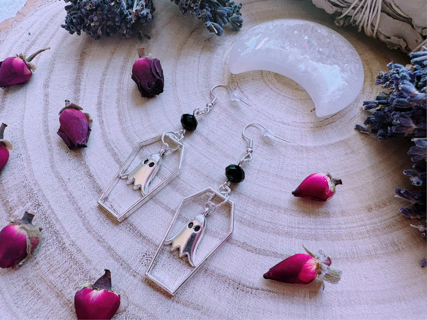 Haunted Coffin Ghost Earrings