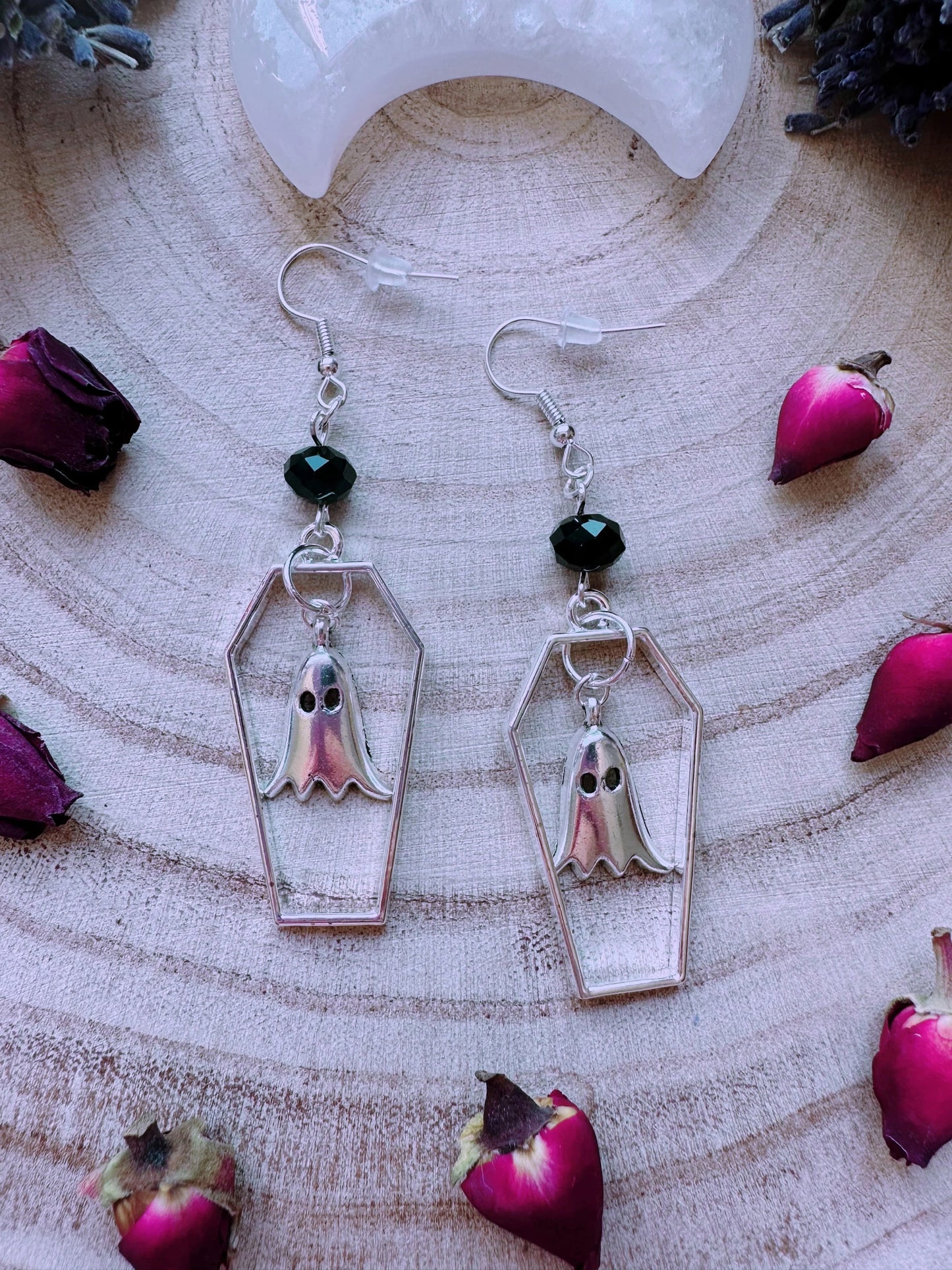 Haunted Coffin Ghost Earrings