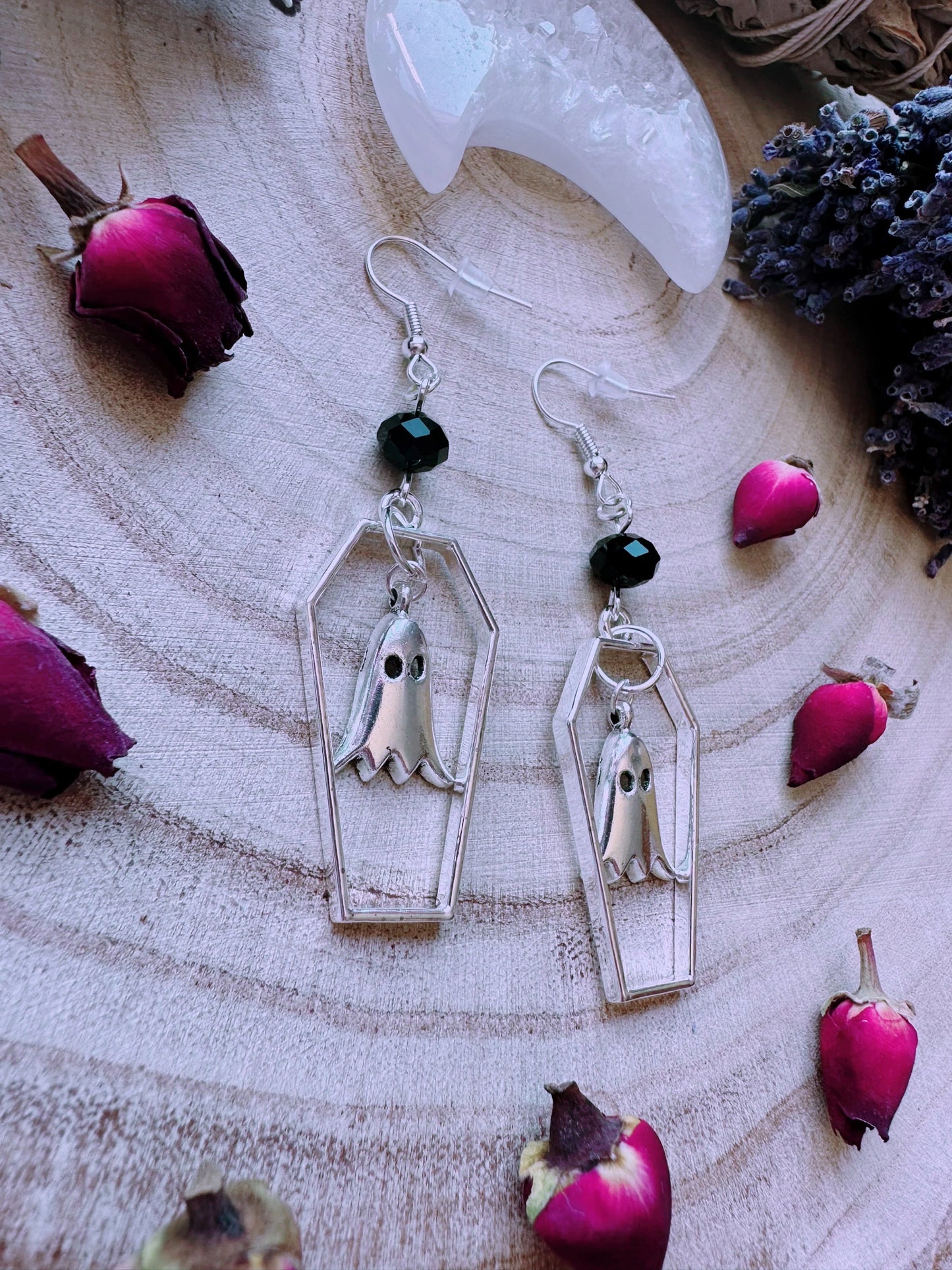 Haunted Coffin Ghost Earrings