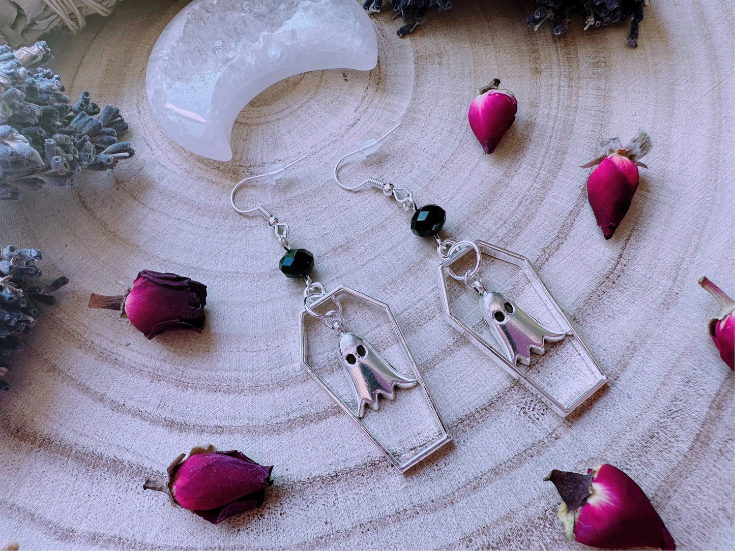 Haunted Coffin Ghost Earrings