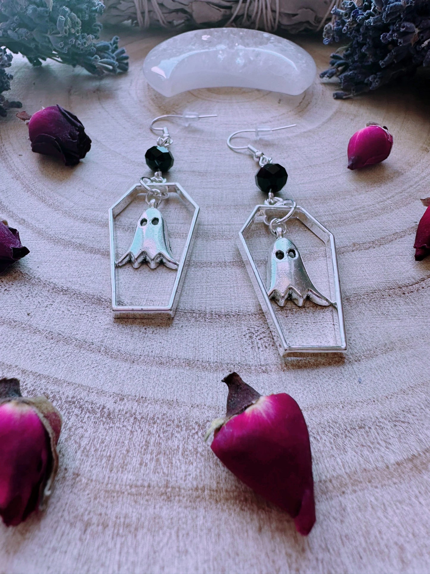 Haunted Coffin Ghost Earrings