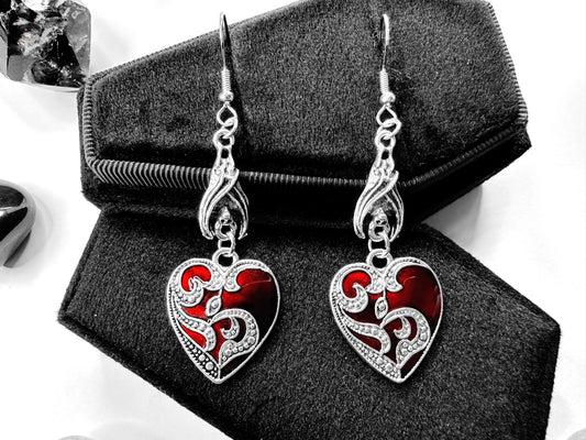 Vampire’s Masquerade Heart Earrings
