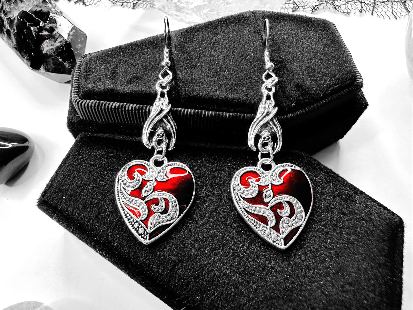 Vampire’s Masquerade Heart Earrings