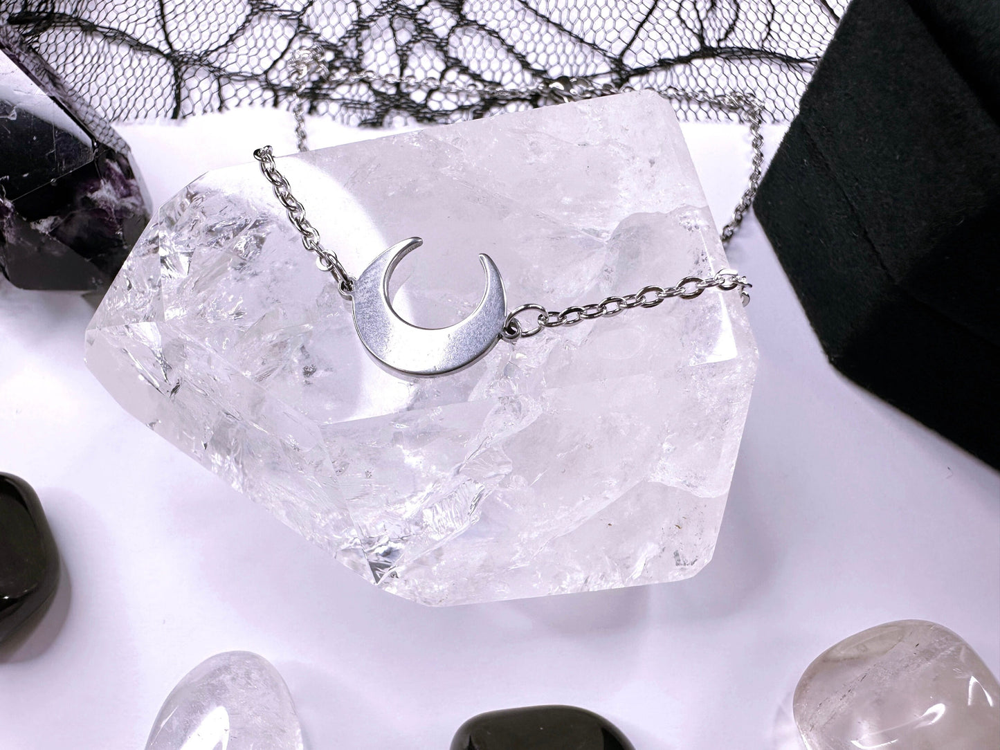 Stainless Steel Crescent Moon Choker