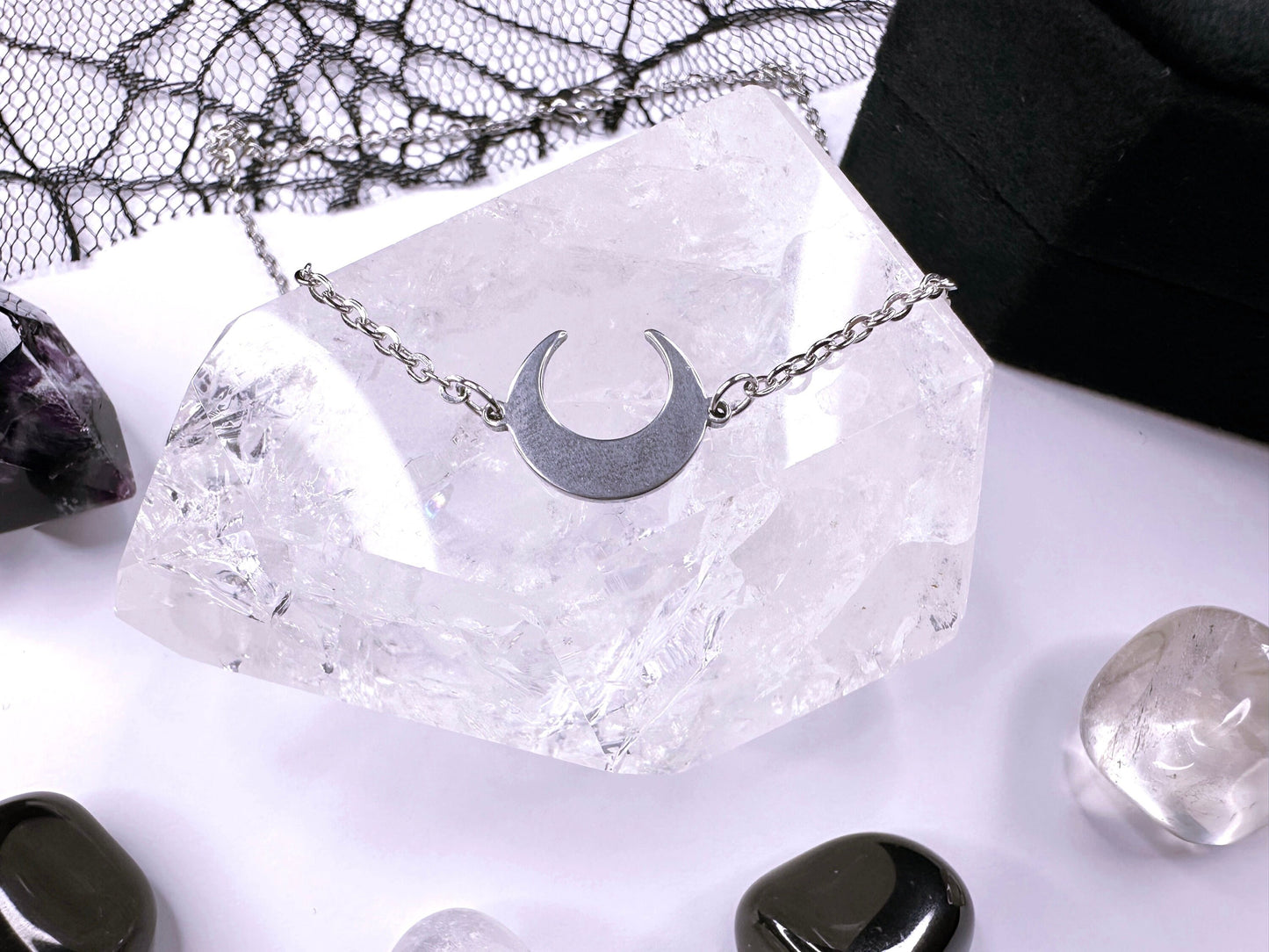 Stainless Steel Crescent Moon Choker