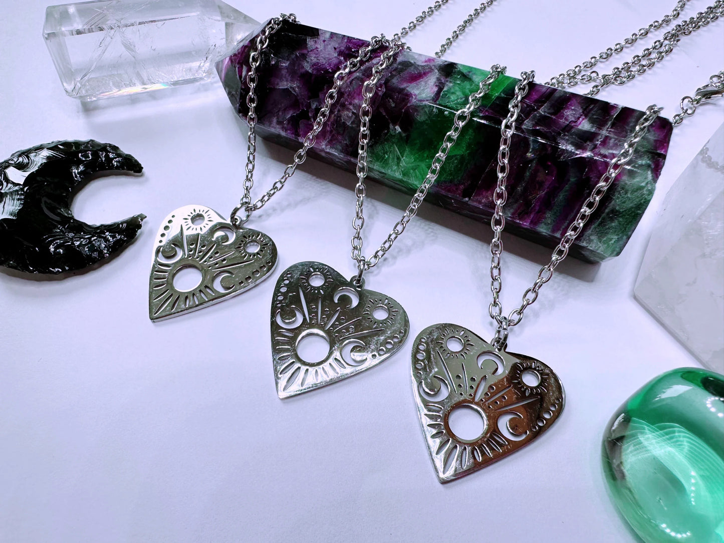 Stainless Steel Ouija Planchette Necklace