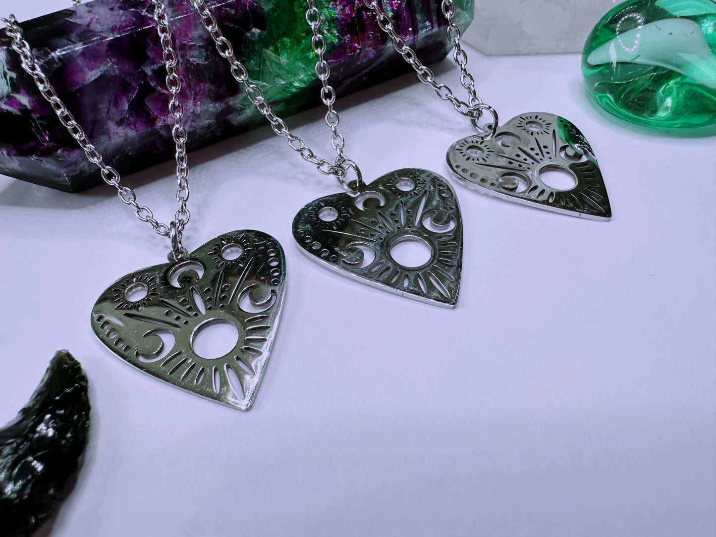 Stainless Steel Ouija Planchette Necklace