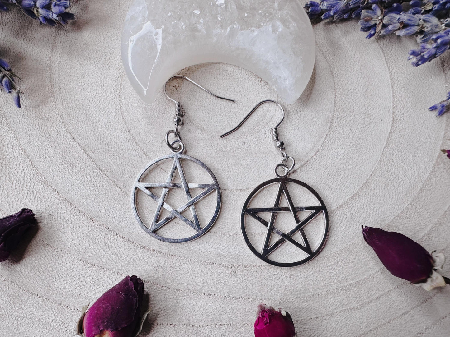 Silver Pentagram Earrings