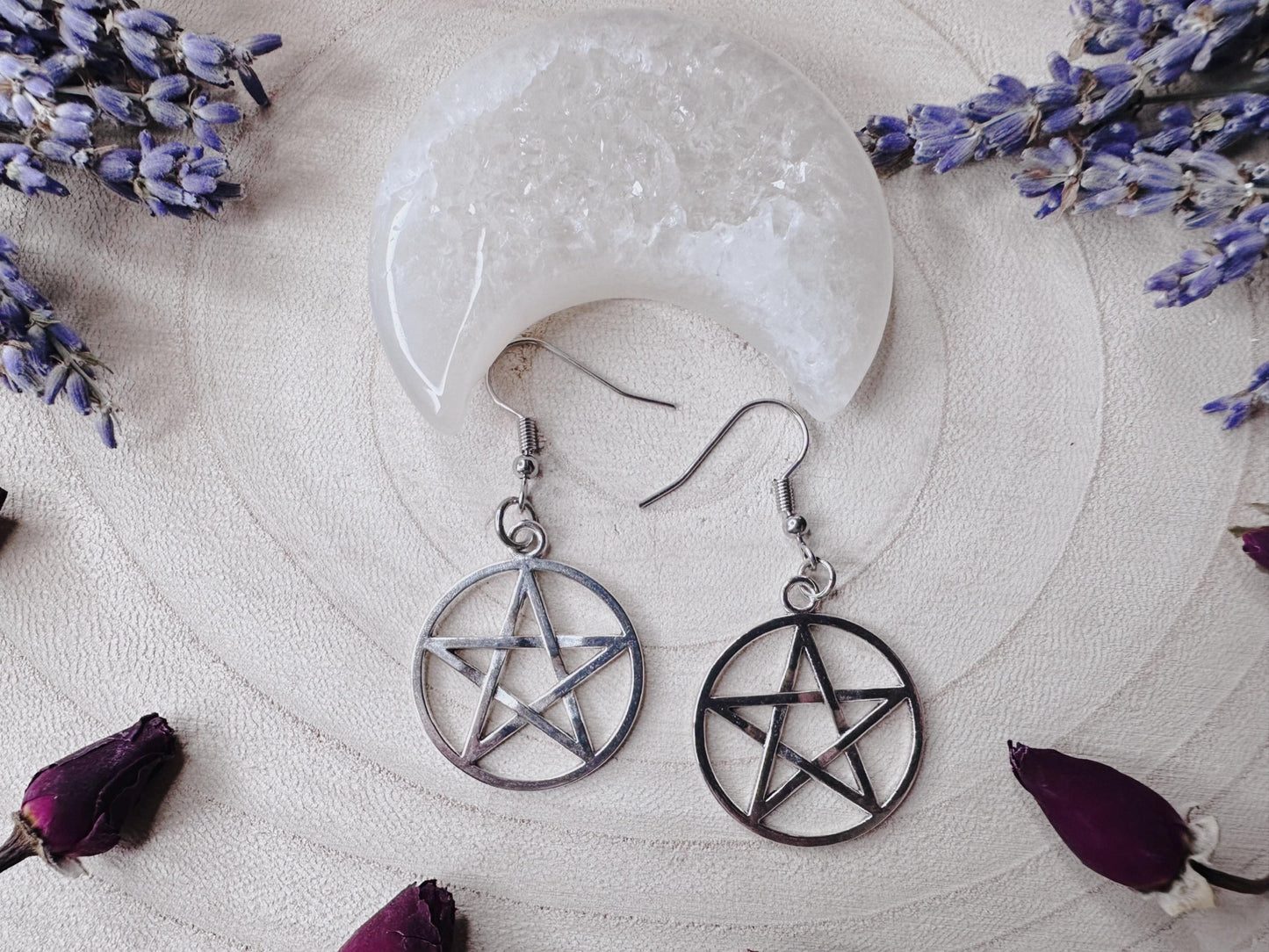 Silver Pentagram Earrings