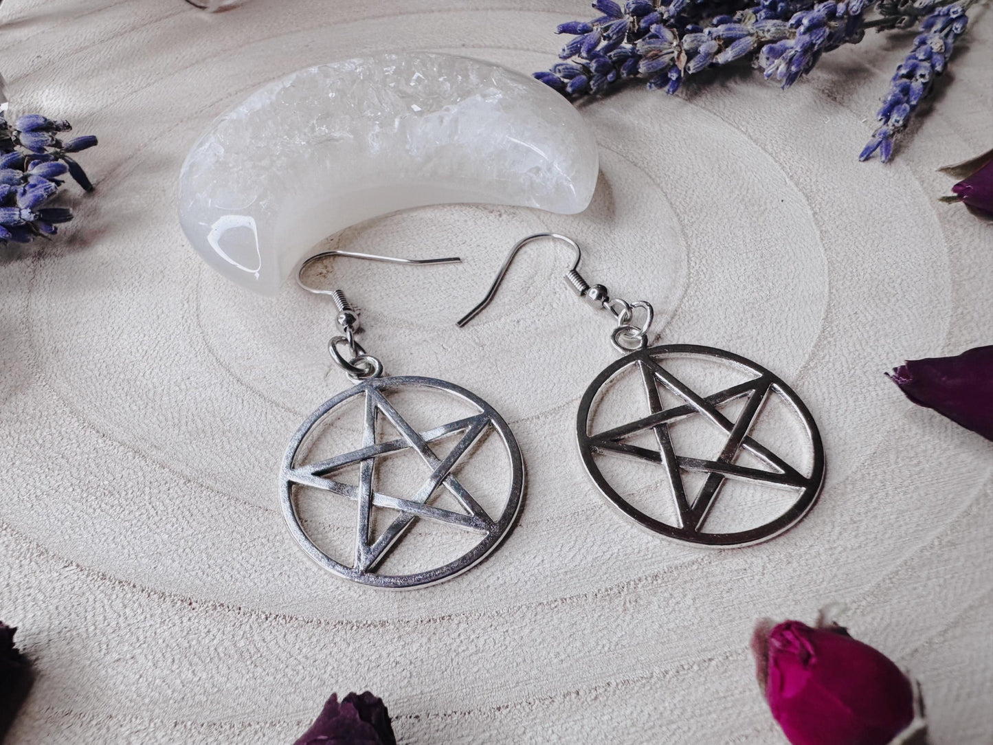 Silver Pentagram Earrings