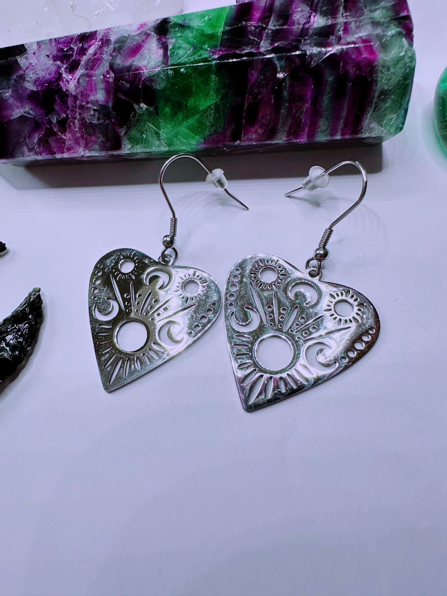 Stainless Steel Ouija Planchette Earrings