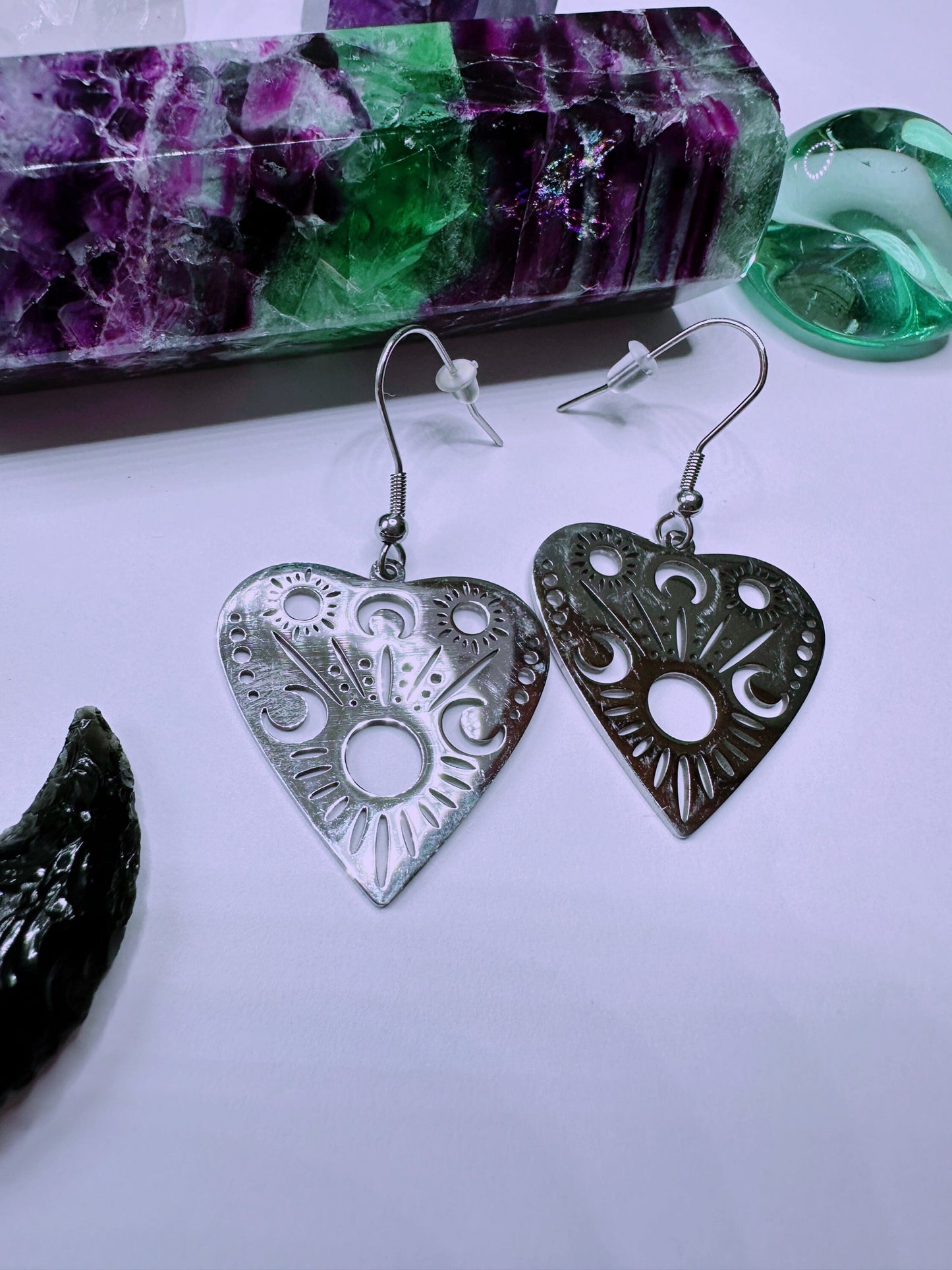 Stainless Steel Ouija Planchette Earrings