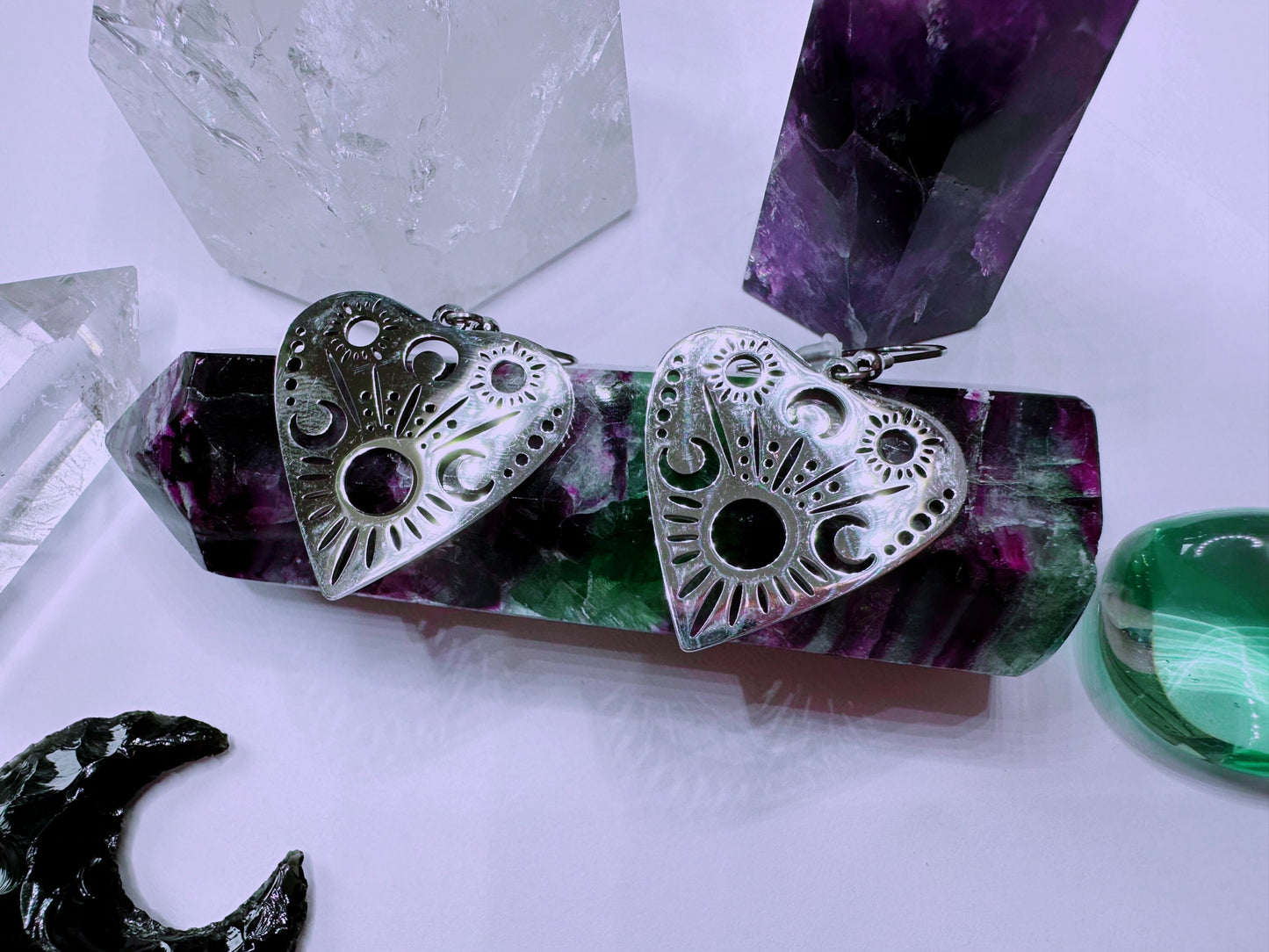 Stainless Steel Ouija Planchette Earrings