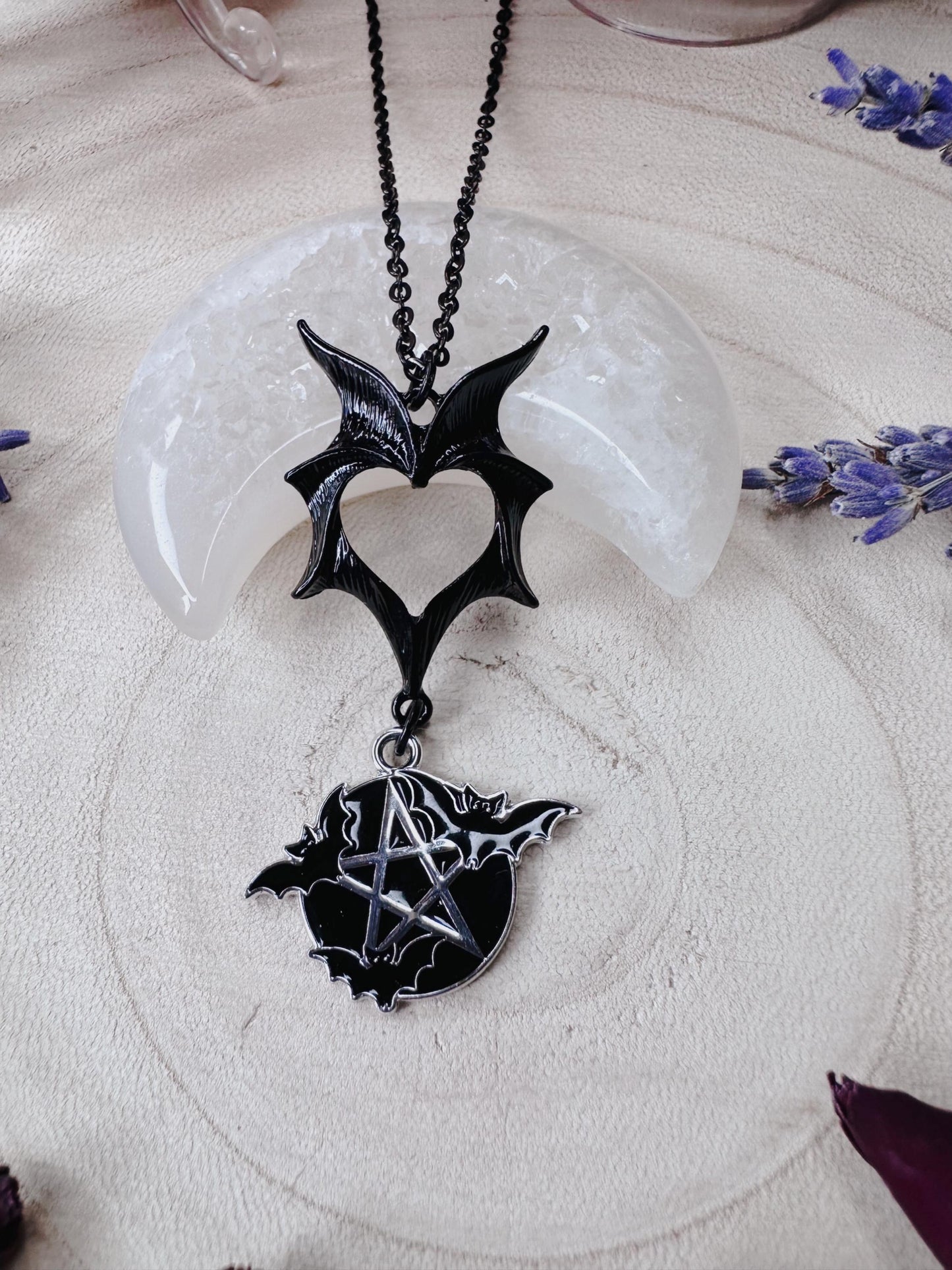 Protected By Bats Pentagram Necklace