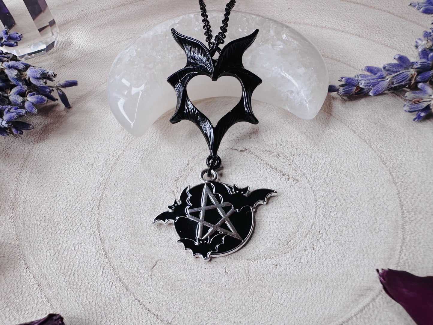 Protected By Bats Pentagram Necklace