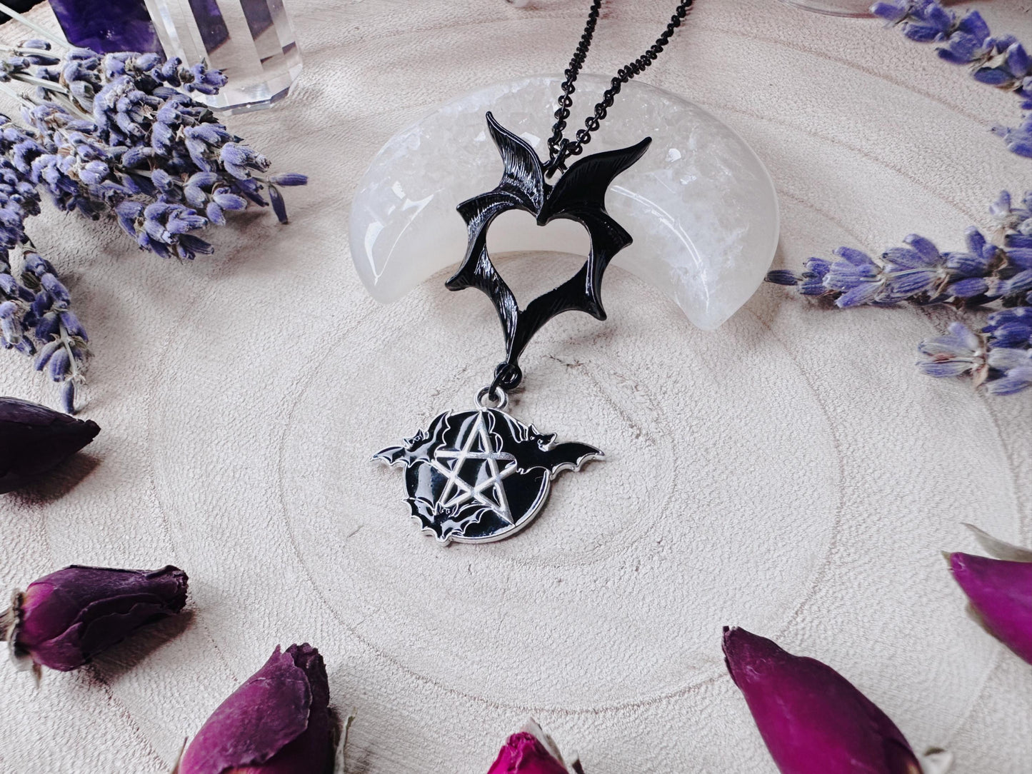 Protected By Bats Pentagram Necklace