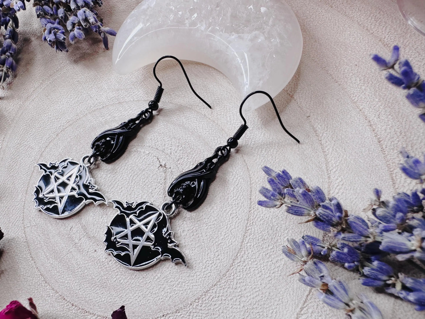 Protected By Bats Pentagram Earrings