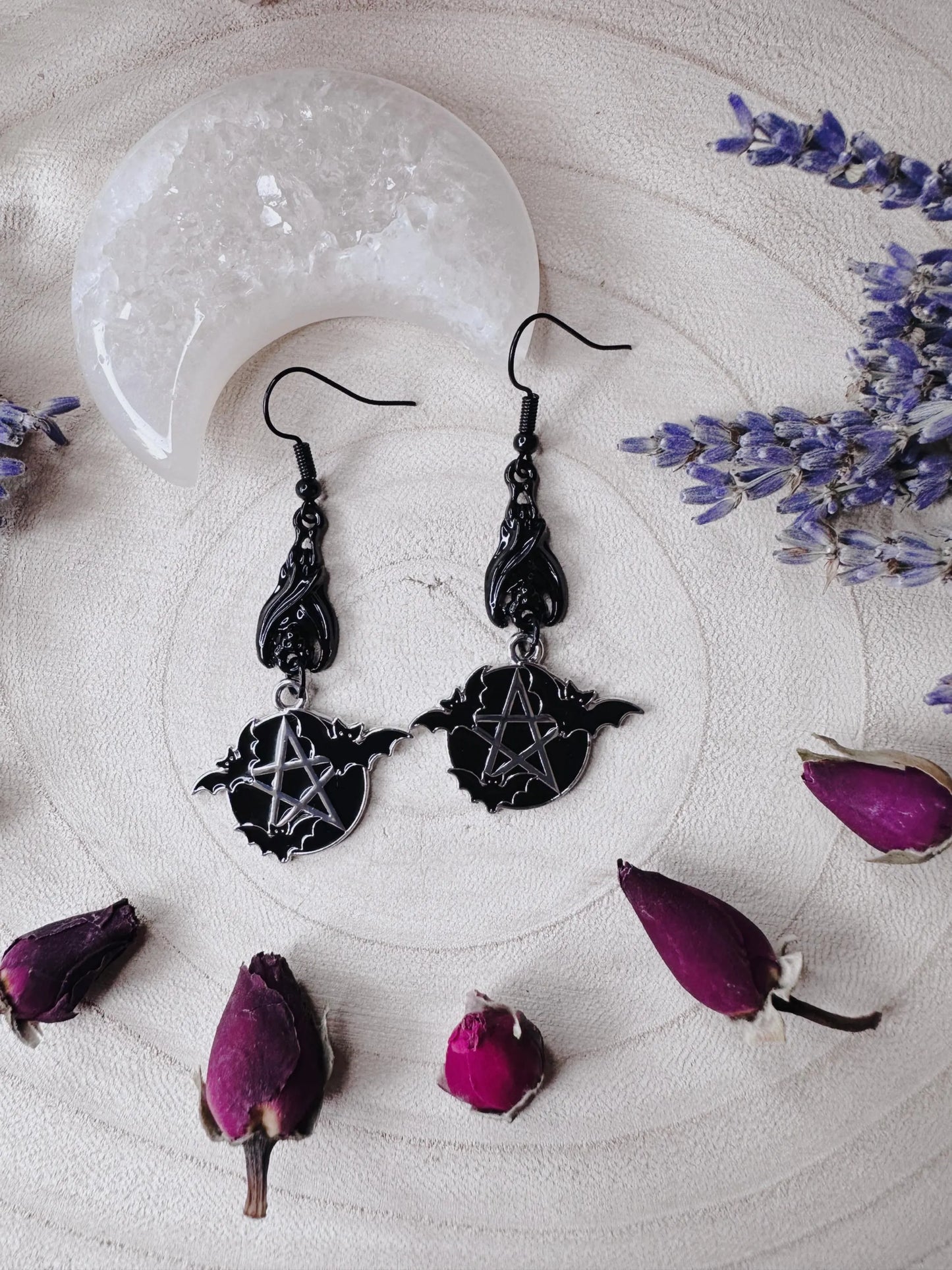 Protected By Bats Pentagram Earrings