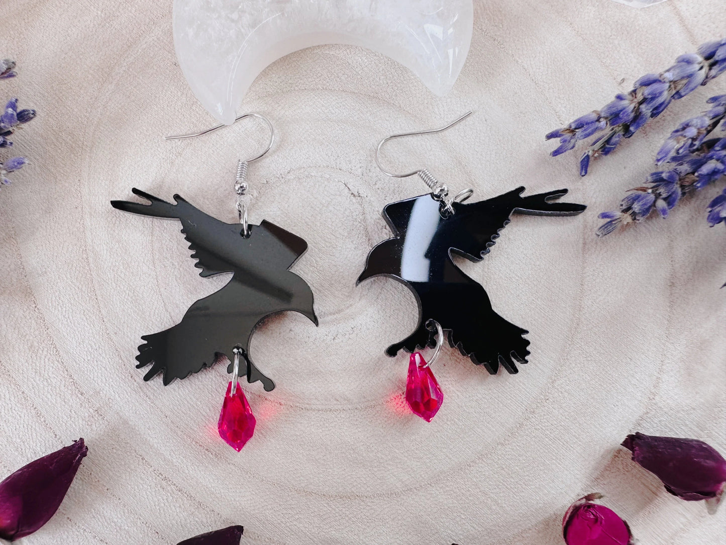 Raven Blood Droplet Earrings