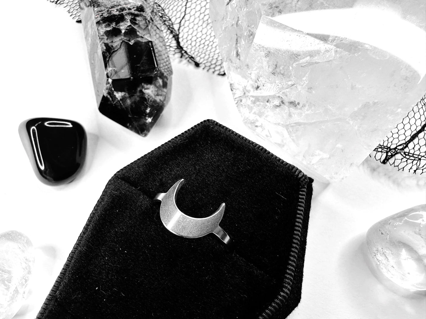 Stainless Steel Crescent Moon Ring