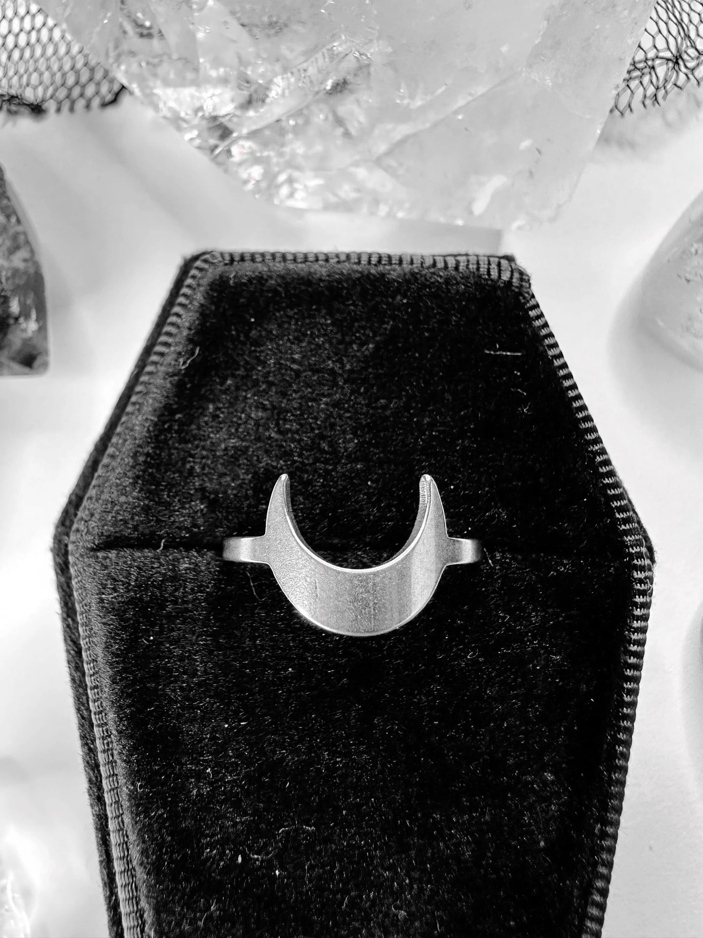 Stainless Steel Crescent Moon Ring