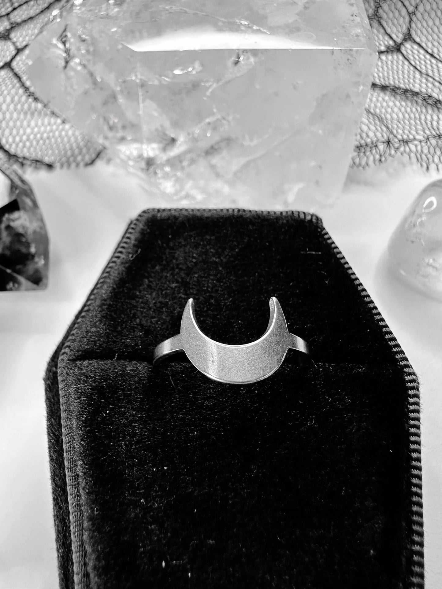 Stainless Steel Crescent Moon Ring