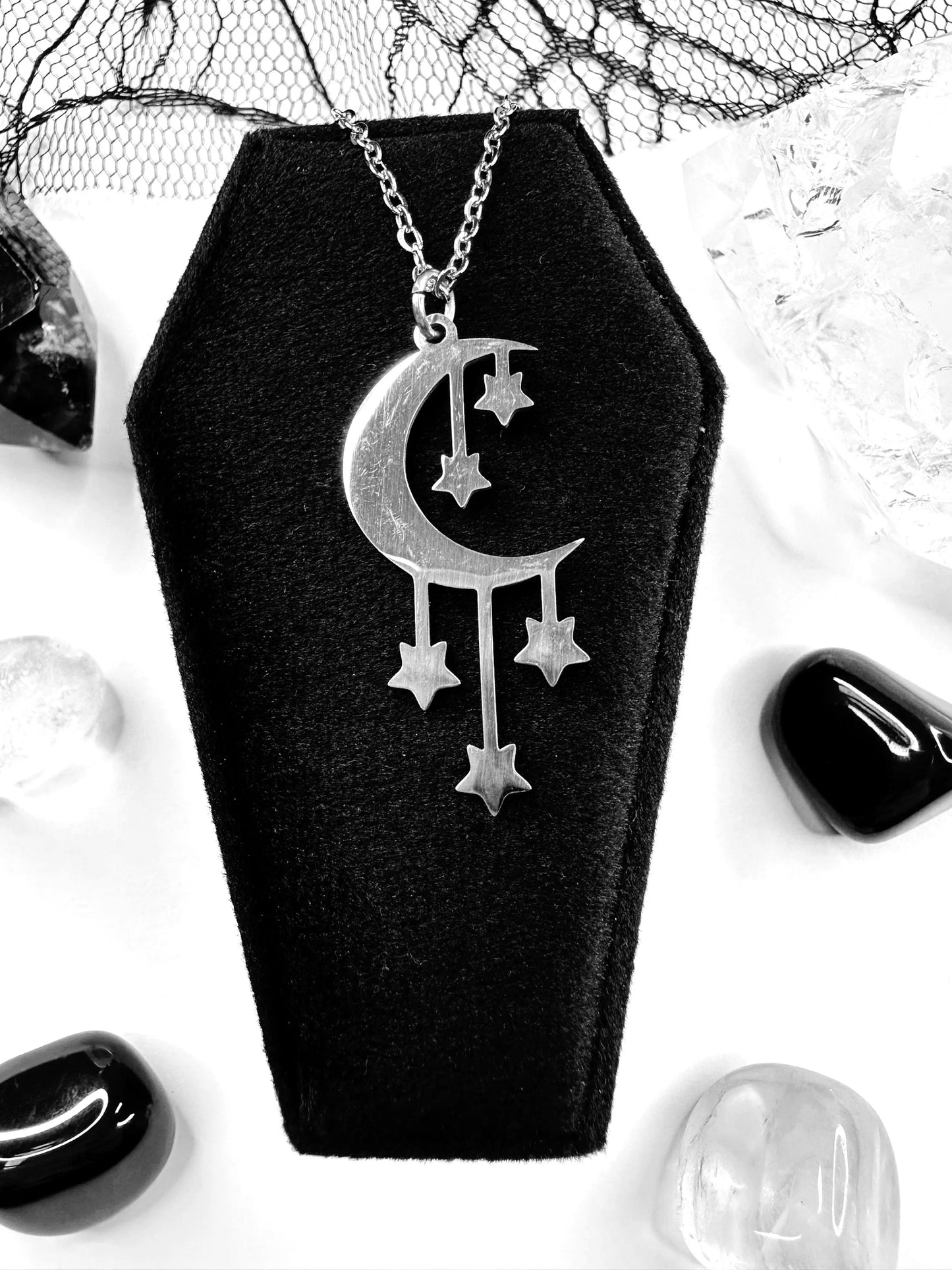 Stainless Steel Starlit Moon Necklace