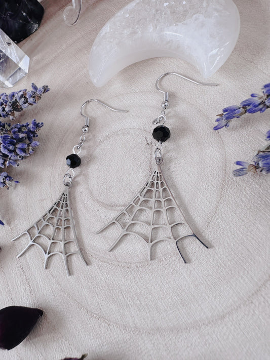 Stainless Steel Spiderweb Earrings